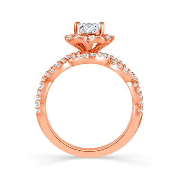 Diamond Engagement Ring 0.40 ct Center-cush Side-rd 14k Rose Gold