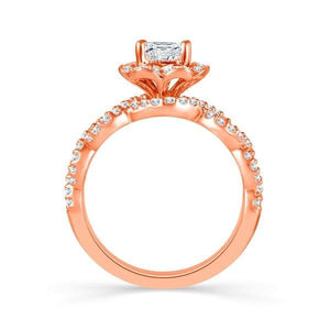 Diamond Engagement Ring 0.40 ct Center-cush Side-rd 14k Rose Gold