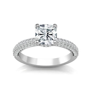 Diamond Engagement Ring 0.50 ct Center-cush Side-rd 14k White Gold