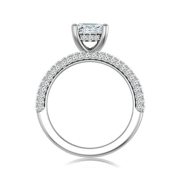 Diamond Engagement Ring 0.50 ct Center-cush Side-rd 14k White Gold