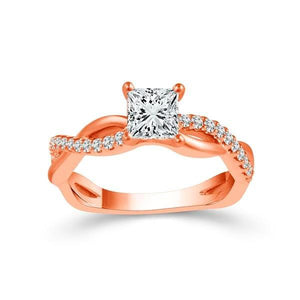 Diamond Engagement Ring 0.17 ct Center-pr Side-rd 14k Rose Gold