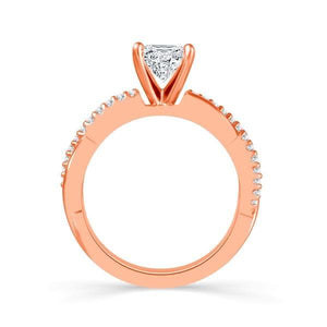 Diamond Engagement Ring 0.17 ct Center-pr Side-rd 14k Rose Gold
