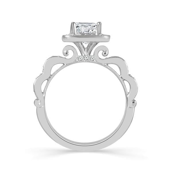 Diamond Engagement Ring 0.33 ct Center-pr Side-rd 14k White Gold