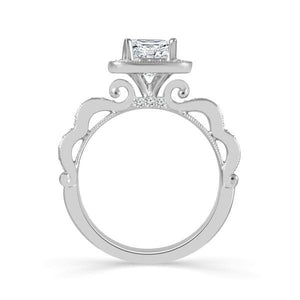 Diamond Engagement Ring 0.33 ct Center-pr Side-rd 14k White Gold