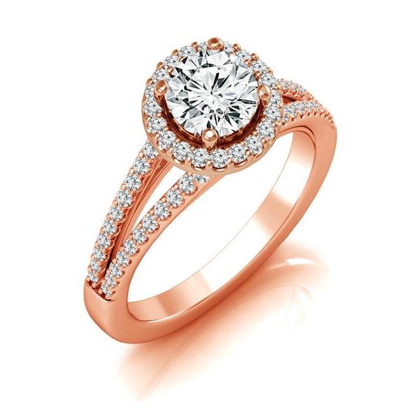 Diamond Engagement Ring 0.33 ct Center-rad Side-rd 14k Rose Gold