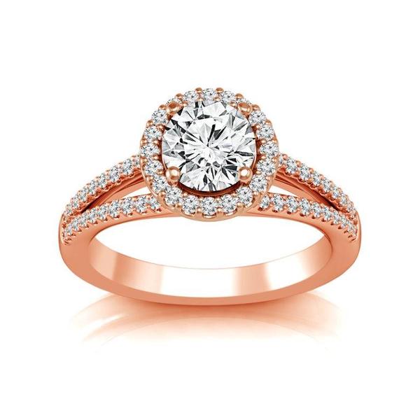 Diamond Engagement Ring 0.33 ct Center-rad Side-rd 14k Rose Gold