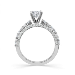 Diamond Engagement Ring 0.75 ct Center-pr Side-rd 14k White Gold