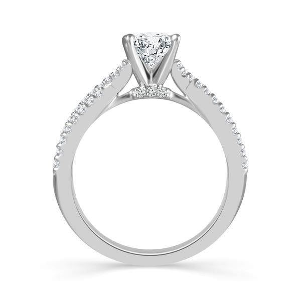 Diamond Engagement Ring 0.33 ct Center-rd Side-rd 14k White Gold