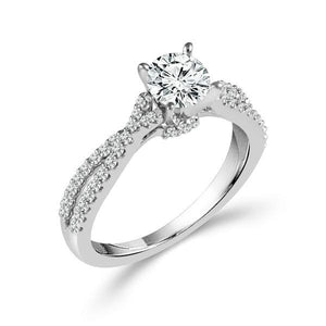 Diamond Engagement Ring 0.33 ct Center-rd Side-rd 14k White Gold