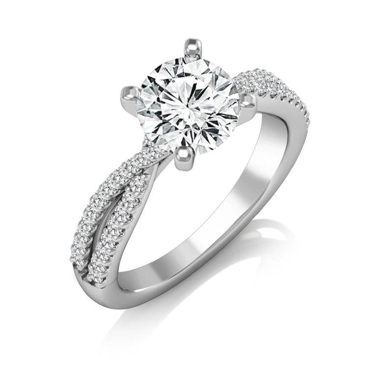 Diamond Engagement Ring 0.33 ct tw Center Round 14k White Gold