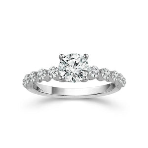 Diamond Engagement Ring 0.50 ct Center-rd Side-rd 14k White Gold