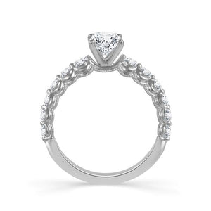 Diamond Engagement Ring 0.50 ct Center-rd Side-rd 14k White Gold