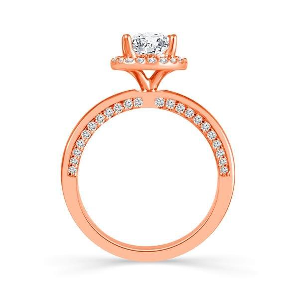 Diamond Engagement Ring 0.40 ct Center-oval Side-rd 14k Rose Gold