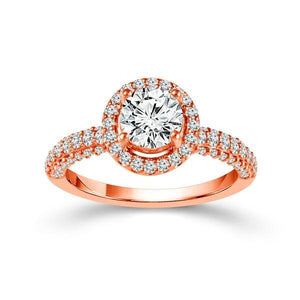 Diamond Engagement Ring 0.63 ct Center-rd Side-rd 14k Rose Gold
