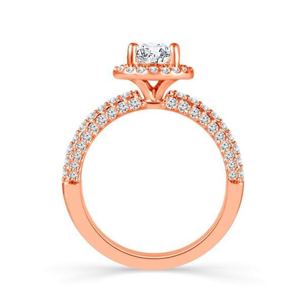 Diamond Engagement Ring 0.63 ct Center-rd Side-rd 14k Rose Gold