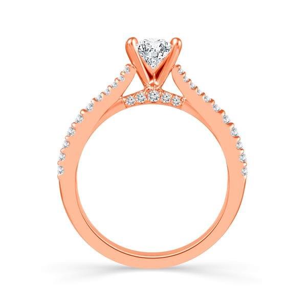 Diamond Engagement Ring 0.33 ct Center-oval Side-rd 14k Rose Gold