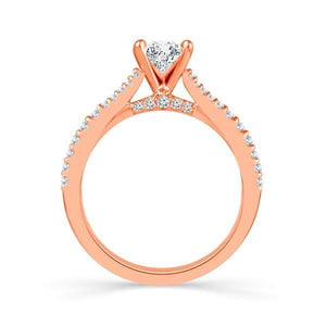 Diamond Engagement Ring 0.33 ct Center-oval Side-rd 14k Rose Gold