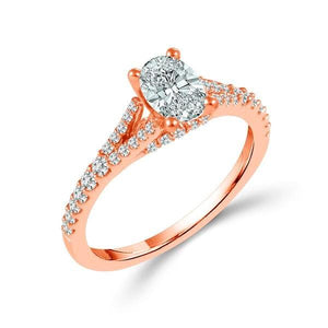 Diamond Engagement Ring 0.33 ct Center-oval Side-rd 14k Rose Gold