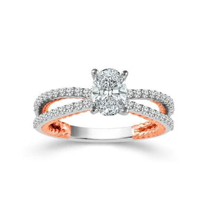 Diamond Engagement Ring 0.33 ct Center-oval Side-rd 14k White Gold