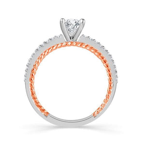 Diamond Engagement Ring 0.33 ct Center-oval Side-rd 14k White Gold