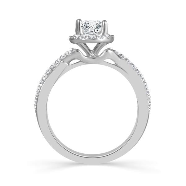 Diamond Engagement Ring 0.25 ct Center-oval Side-rd 14k White Gold