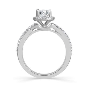 Diamond Engagement Ring 0.25 ct Center-oval Side-rd 14k White Gold