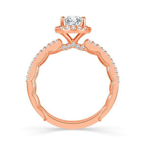 Diamond Engagement Ring 0.33 ct Center-oval Side-rd 14k Rose Gold