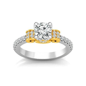 Diamond Engagement Ring 0.50 ct Center-rd Side-rd 14k White Gold