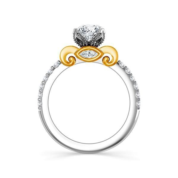 Diamond Engagement Ring 0.50 ct Center-rd Side-rd 14k White Gold