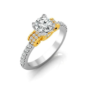 Diamond Engagement Ring 0.50 ct Center-rd Side-rd 14k White Gold