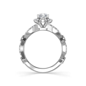 Diamond Engagement Ring 0.50 ct Center-oval Side-rd 14k White Gold