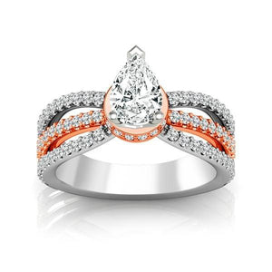 Diamond Engagement Ring 0.63 ct Center-pear Side-rd 14k White Gold