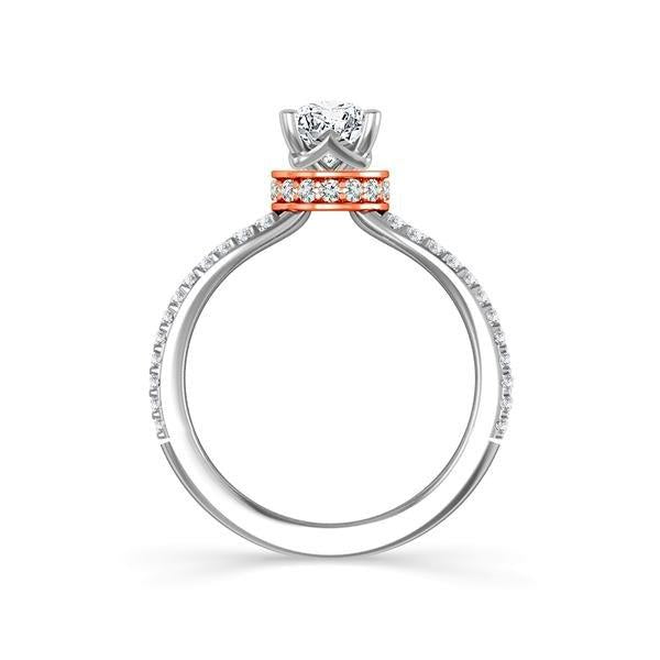 Diamond Engagement Ring 0.63 ct Center-pear Side-rd 14k White Gold