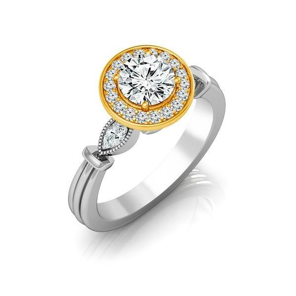 Diamond Engagement Ring 0.33 ct Center-rad Side-rd+marquise 14k White Gold