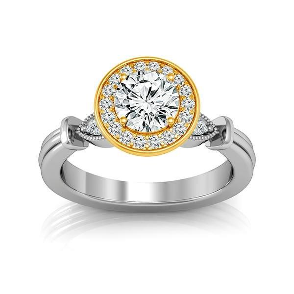 Diamond Engagement Ring 0.33 ct Center-rad Side-rd+marquise 14k White Gold