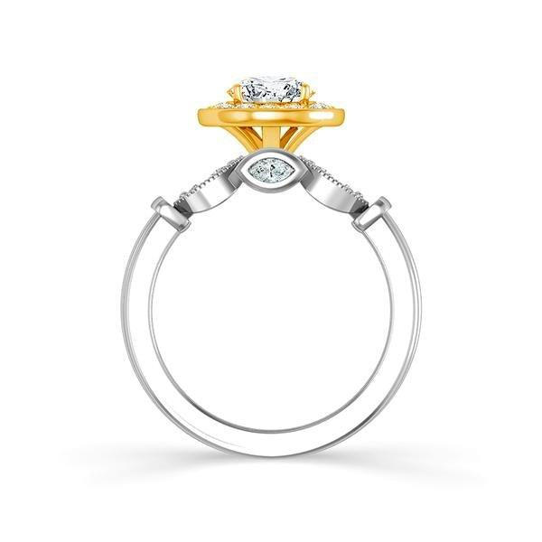 Diamond Engagement Ring 0.33 ct Center-rad Side-rd+marquise 14k White Gold