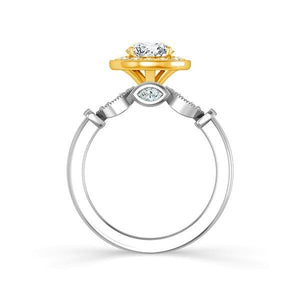 Diamond Engagement Ring 0.33 ct Center-rad Side-rd+marquise 14k White Gold