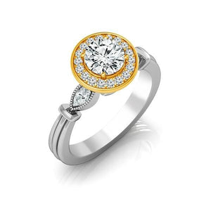Diamond Engagement Ring 0.33 ct Center-rad Side-rd+marquise 14k White Gold