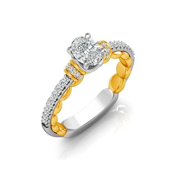 Diamond Engagement Ring 0.20 ct Center-oval Side-rd 14k White Gold