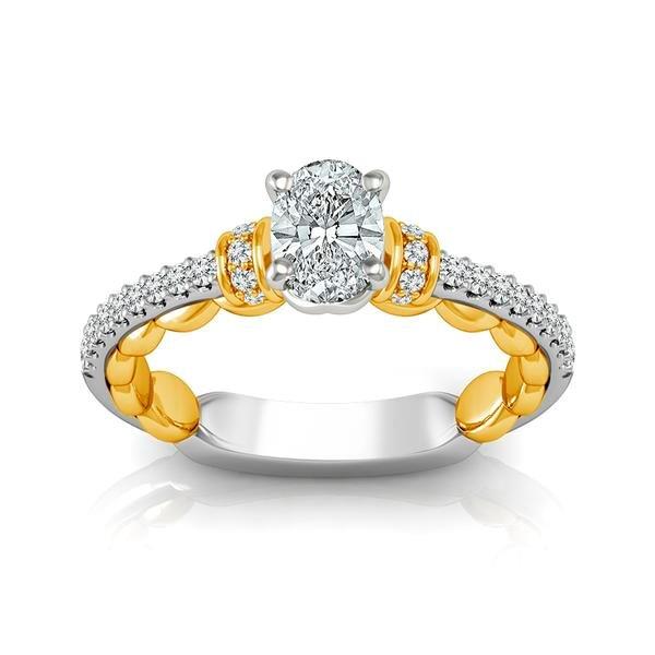 Diamond Engagement Ring 0.20 ct Center-oval Side-rd 14k White Gold