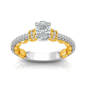 Diamond Engagement Ring 0.20 ct Center-oval Side-rd 14k White Gold