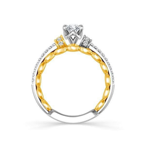 Diamond Engagement Ring 0.20 ct Center-oval Side-rd 14k White Gold