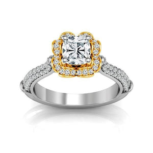 Diamond Engagement Ring 0.40 ct Center-cush Side-rd 14k White Gold