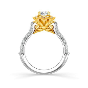 Diamond Engagement Ring 0.40 ct Center-cush Side-rd 14k White Gold