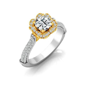 Diamond Engagement Ring 0.40 ct Center-cush Side-rd 14k White Gold