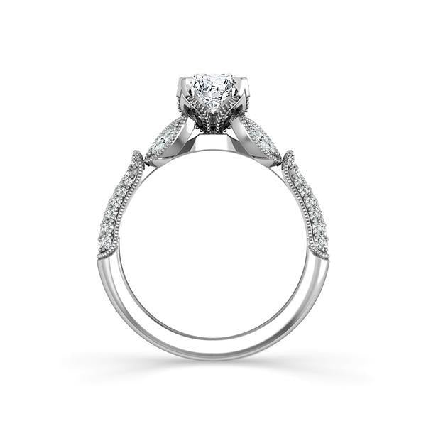 Diamond Engagement Ring 0.50 ct Center-rd Side-rd 14k White Gold