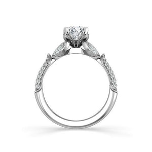 Diamond Engagement Ring 0.50 ct Center-rd Side-rd 14k White Gold