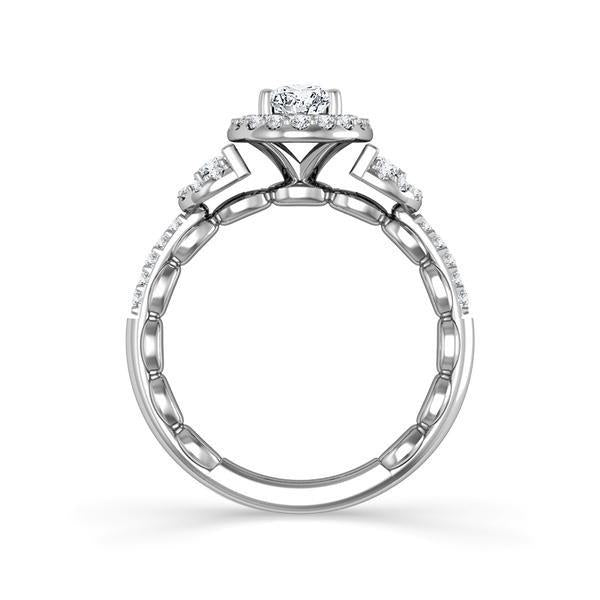 Diamond Engagement Ring 0.40 ct Center-oval Side-rd 14k White Gold