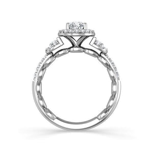 Diamond Engagement Ring 0.40 ct Center-oval Side-rd 14k White Gold