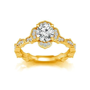 Diamond Engagement Ring 0.17 ct Center-rd Side-rd 14k Yellow Gold